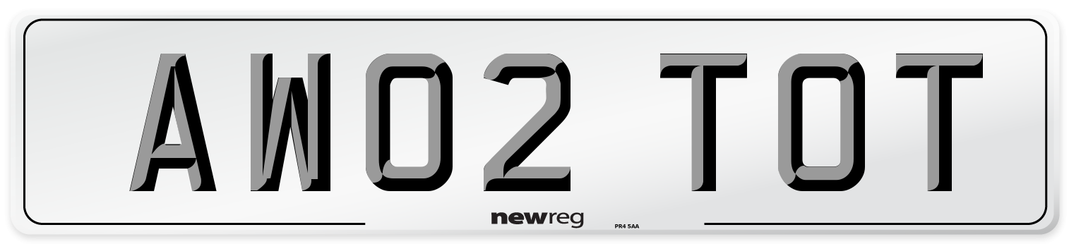 AW02 TOT Number Plate from New Reg